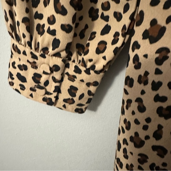 J.Crew Leopard Print Midi Dress Size 00 V-Neck Long Sleeve Quiet Luxury NWT - Picture 13 of 16